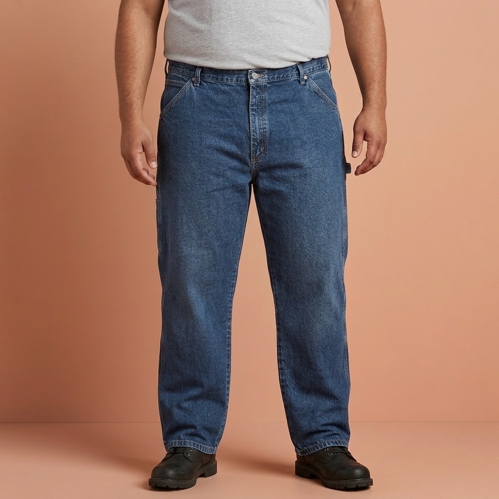 Wrangler Carpenter Jeans Men's 42x32 Blue Denim Workwear Made in Mexico